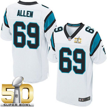 Nike Panthers #69 Jared Allen White Super Bowl 50 Men's Stitched NFL Elite Jersey