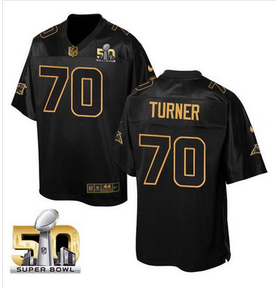 Nike Panthers #70 Trai Turner Black Super Bowl 50 Men's Stitched NFL Elite Pro Line Gold Collection Jersey