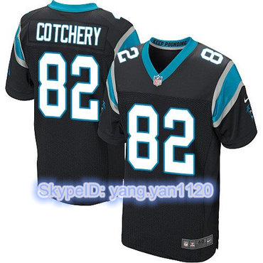 Nike Panthers #82 Jerricho Cotchery Black Team Color Men's Stitched NFL Elite Jersey