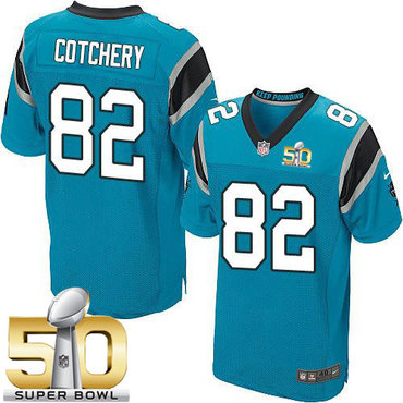 Nike Panthers #82 Jerricho Cotchery Blue Alternate Super Bowl 50 Men's Stitched NFL Elite Jersey