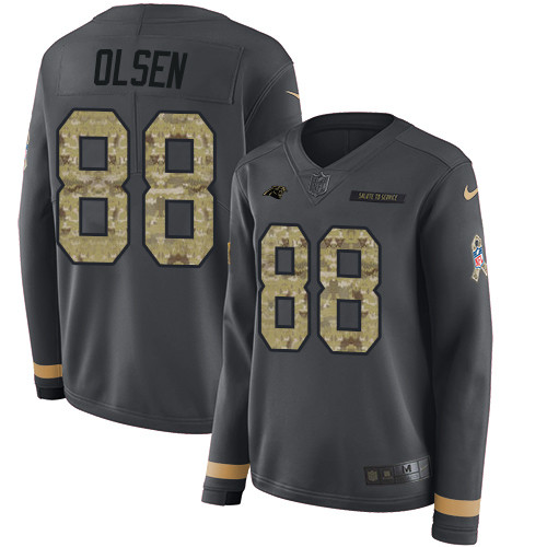 Nike Panthers #88 Greg Olsen Anthracite Salute to Service