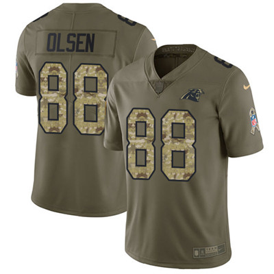 Nike Panthers #88 Greg Olsen Olive Camo Men's Stitched NFL Limited 2017 Salute To Service Jersey