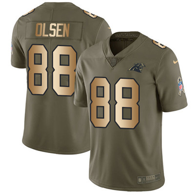 Nike Panthers #88 Greg Olsen Olive Gold Men's Stitched NFL Limited 2017 Salute To Service Jersey
