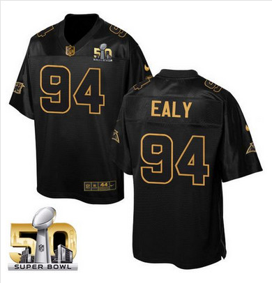 Nike Panthers #94 Kony Ealy Black Super Bowl 50 Men's Stitched NFL Elite Pro Line Gold Collection Jersey