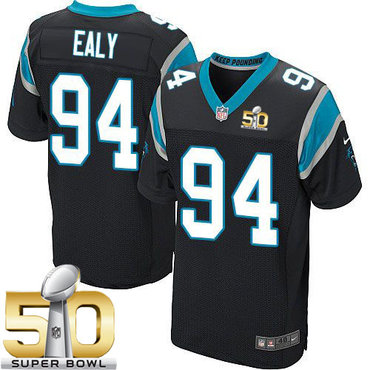 Nike Panthers #94 Kony Ealy Black Team Color Super Bowl 50 Men's Stitched NFL Elite Jersey