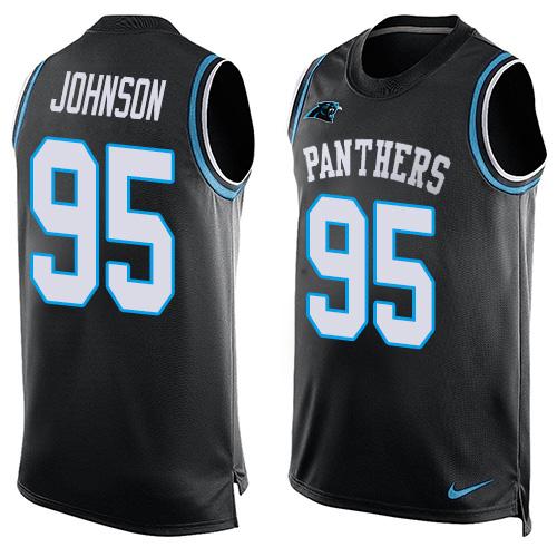 Nike Panthers #95 Charles Johnson Black Team Color Men's Stitched NFL Limited Tank Top Jersey Nike Panthers #95 Charles Johnson Black Team Color Men's Stitched NFL Limited Tank Top Jersey