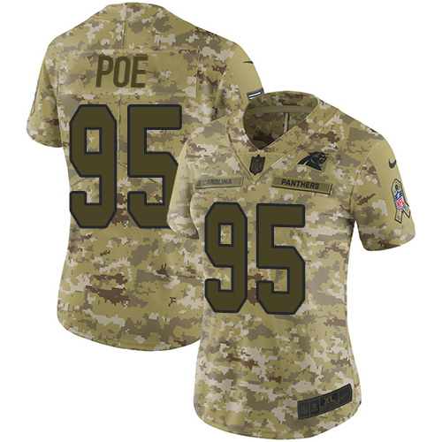 Nike Panthers #95 Dontari Poe Camo Women's Stitched NFL Limited 2018 Salute to Service Jersey Nike Panthers #95 Dontari Poe Camo Women's Stitched NFL Limited 2018 Salute to Service Jersey