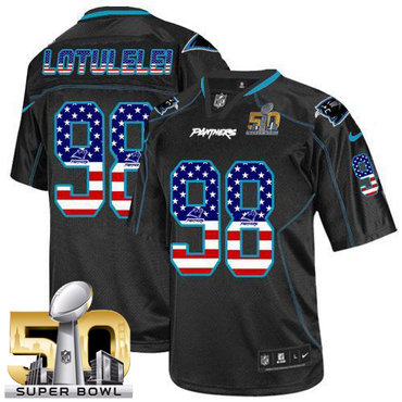 Nike Panthers #98 Star Lotulelei Black Super Bowl 50 Men's Stitched NFL Elite USA Flag Fashion Jersey Nike Panthers #98 Star Lotulelei Black Super Bowl 50 Men's Stitched NFL Elite USA Flag Fashion Jersey