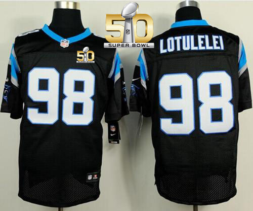 Nike Panthers #98 Star Lotulelei Black Team Color Super Bowl 50 Men's Stitched NFL Elite Jersey
