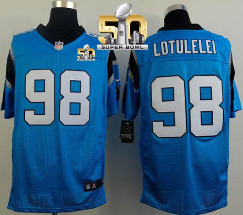 Nike Panthers #98 Star Lotulelei Blue Alternate Super Bowl 50 Men's Stitched NFL Elite Jersey