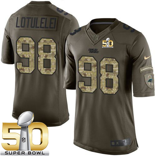 Nike Panthers #98 Star Lotulelei Green Super Bowl 50 Men's Stitched NFL Limited Salute to Service Jersey