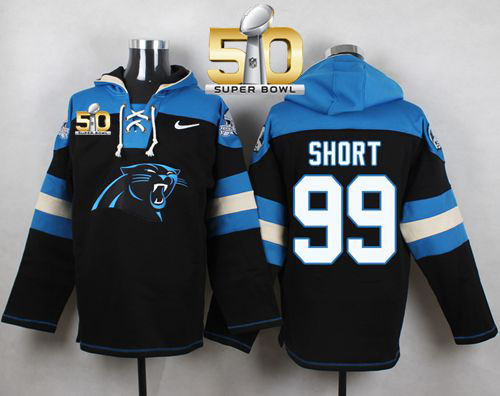 Nike Panthers #99 Kawann Short Black Super Bowl 50 Player Pullover NFL Hoodie