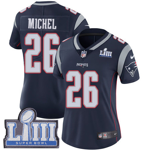 Nike Patriots #26 Sony Michel Navy Blue Team Color Super Bowl LIII Bound Women's Stitched NFL Vapor Untouchable Limited Jersey Nike Patriots #26 Sony Michel Navy Blue Team Color Super Bowl LIII Bound Women's Stitched NFL Vapor Untouchable Limited Jersey