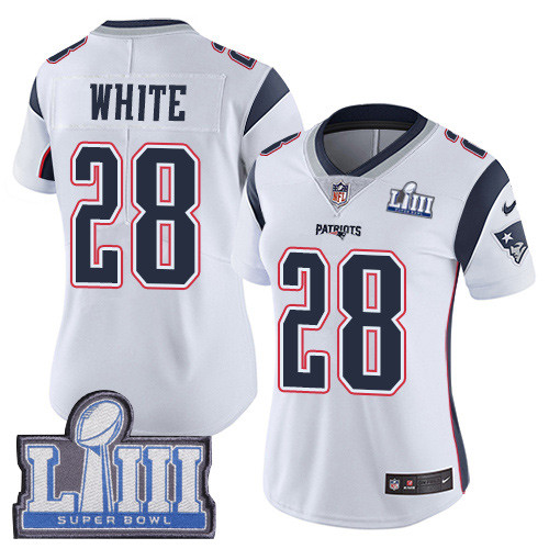 Nike Patriots #28 James White White Super Bowl LIII Bound Women's Stitched NFL Vapor Untouchable Limited Jersey Nike Patriots #28 James White White Super Bowl LIII Bound Women's Stitched NFL Vapor Untouchable Limited Jersey