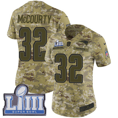 Nike Patriots #32 Devin McCourty Camo Super Bowl LIII Bound Women's Stitched NFL Limited 2018 Salute To Service Jersey