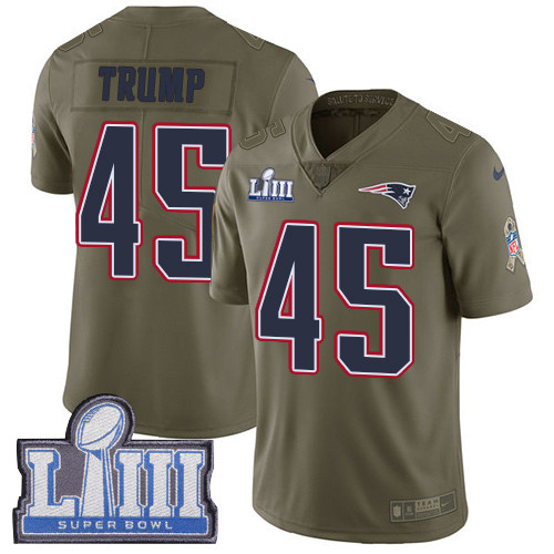 Nike Patriots #45 Donald Trump Olive Super Bowl LIII Bound Youth Stitched NFL Limited 2017 Salute To Service Jersey