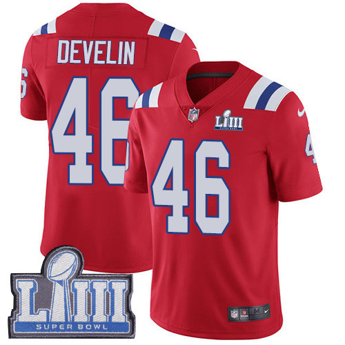 Nike Patriots #46 James Develin Red Alternate Super Bowl LIII Bound Youth Stitched NFL Vapor Vapor Untouchable Limited Jersey