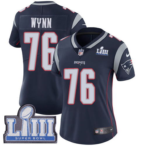 Nike Patriots #76 Isaiah Wynn Navy Blue Team Color Super Bowl LIII Bound Women's Stitched NFL Vapor Untouchable Limited Jersey Nike Patriots #76 Isaiah Wynn Navy Blue Team Color Super Bowl LIII Bound Women's Stitched NFL Vapor Untouchable Limited Jersey