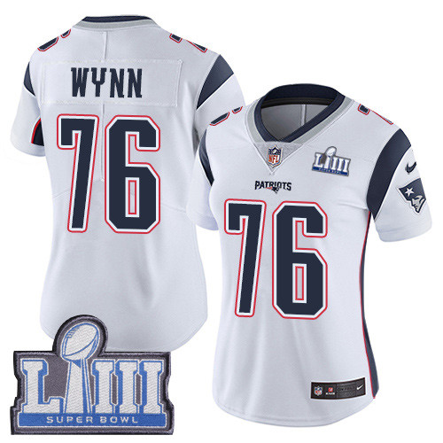 Nike Patriots #76 Isaiah Wynn White Super Bowl LIII Bound Women's Stitched NFL Vapor Untouchable Limited Jersey Nike Patriots #76 Isaiah Wynn White Super Bowl LIII Bound Women's Stitched NFL Vapor Untouchable Limited Jersey