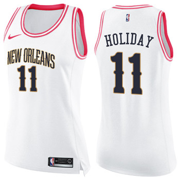Nike Pelicans #11 Jrue Holiday White Pink Women's NBA Swingman Fashion Jersey