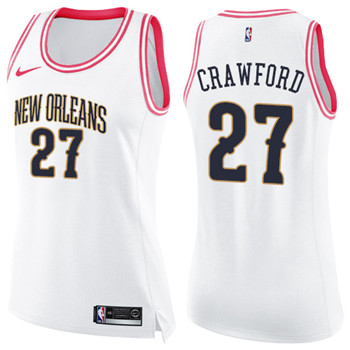 Nike Pelicans #27 Jordan Crawford White Pink Women's NBA Swingman Fashion Jersey