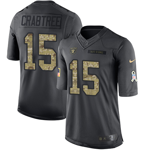 Nike Raiders #15 Michael Crabtree Black Men's Stitched NFL Limited 2016 Salute To Service Jersey Nike Raiders #15 Michael Crabtree Black Men's Stitched NFL Limited 2016 Salute To Service Jersey