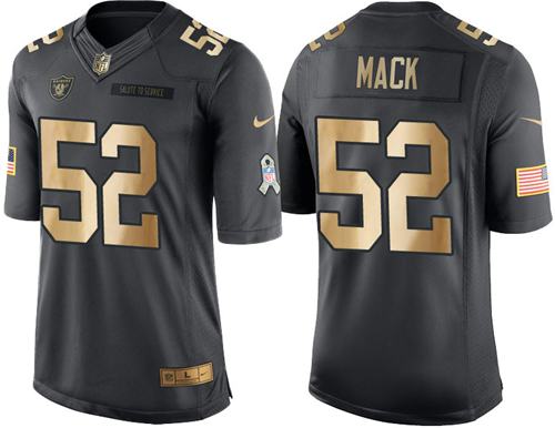 Nike Raiders #52 Khalil Mack Black Men's Stitched NFL Limited Gold Salute To Service Jersey Nike Raiders #52 Khalil Mack Black Men's Stitched NFL Limited Gold Salute To Service Jersey