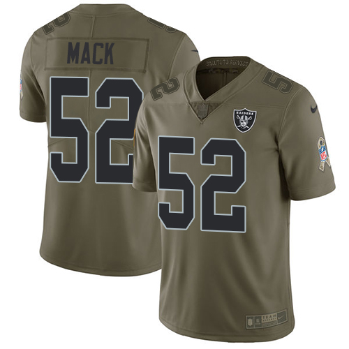 Nike Raiders #52 Khalil Mack Olive Men's Stitched NFL Limited 2017 Salute To Service Jersey Nike Raiders #52 Khalil Mack Olive Men's Stitched NFL Limited 2017 Salute To Service Jersey