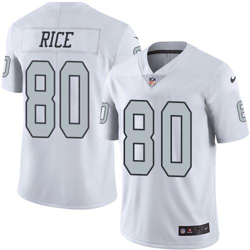 Nike Raiders #80 Jerry Rice White Men's Stitched NFL Limited Rush Jersey Nike Raiders #80 Jerry Rice White Men's Stitched NFL Limited Rush Jersey