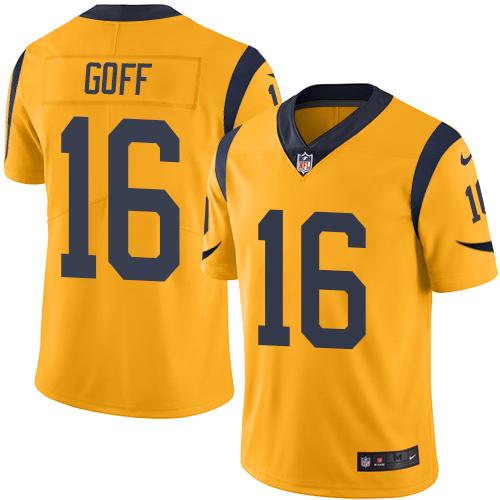 Nike Rams #16 Jared Goff Gold Men's Stitched NFL Limited Rush Jersey Nike Rams #16 Jared Goff Gold Men's Stitched NFL Limited Rush Jersey