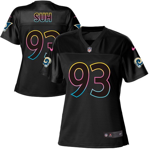 Nike Rams #93 Ndamukong Suh Black Women's NFL Fashion Game Jersey Nike Rams #93 Ndamukong Suh Black Women's NFL Fashion Game Jersey