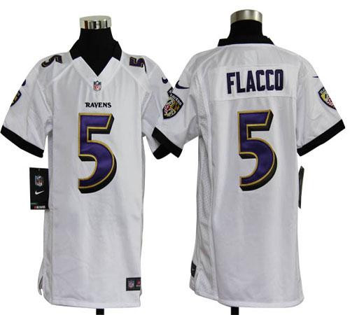 Nike Ravens #5 Joe Flacco White Youth Stitched NFL Elite Jersey Nike Ravens #5 Joe Flacco White Youth Stitched NFL Elite Jersey