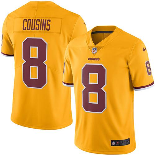 Nike Redskins #8 Kirk Cousins Gold Men's Stitched NFL Limited Rush Jersey Nike Redskins #8 Kirk Cousins Gold Men's Stitched NFL Limited Rush Jersey