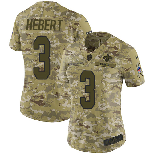 Nike Saints #3 Bobby Hebert Camo Women's Stitched NFL Limited 2018 Salute to Service Jersey Nike Saints #3 Bobby Hebert Camo Women's Stitched NFL Limited 2018 Salute to Service Jersey