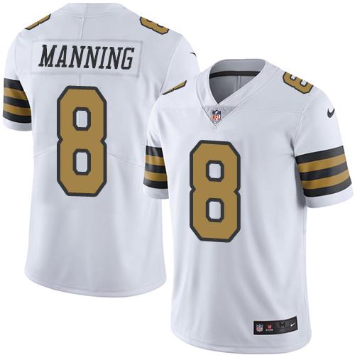 Nike Saints #8 Archie Manning White Men's Stitched NFL Limited Rush Jersey Nike Saints #8 Archie Manning White Men's Stitched NFL Limited Rush Jersey