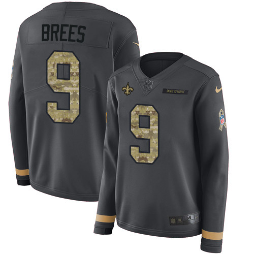 Nike Saints #9 Drew Brees Anthracite Salute to Service