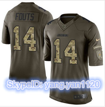 Nike San Diego Chargers #14 Dan Fouts Green Men's Stitched NFL Limited Salute to Service Jersey