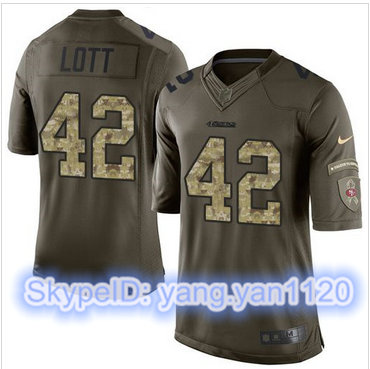 Nike San Francisco 49ers #42 Ronnie Lott Green Men's Stitched NFL Limited Salute to Service Jersey