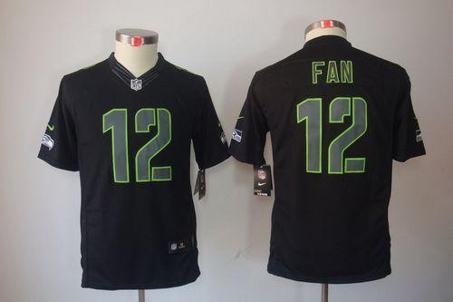 Nike Seahawks #12 Fan Black Impact Youth Stitched NFL Limited Jersey Nike Seahawks #12 Fan Black Impact Youth Stitched NFL Limited Jersey