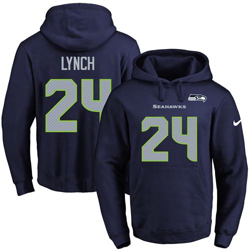 Nike Seahawks #24 Marshawn Lynch Navy Blue Name & Number Pullover NFL Hoodie Nike Seahawks #24 Marshawn Lynch Navy Blue Name & Number Pullover NFL Hoodie