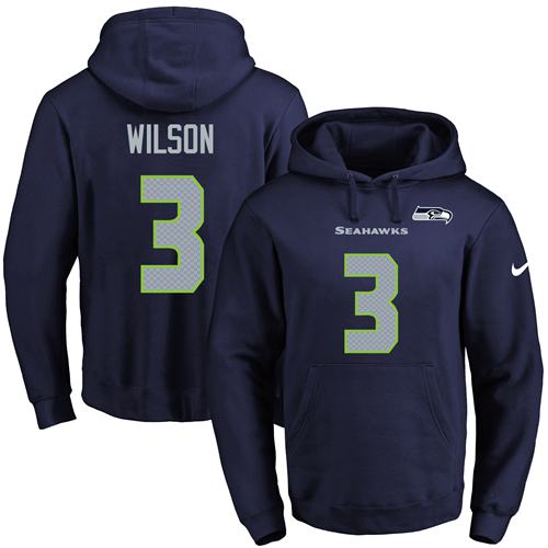 Nike Seahawks #3 Russell Wilson Navy Blue Name & Number Pullover NFL Hoodie Nike Seahawks #3 Russell Wilson Navy Blue Name & Number Pullover NFL Hoodie