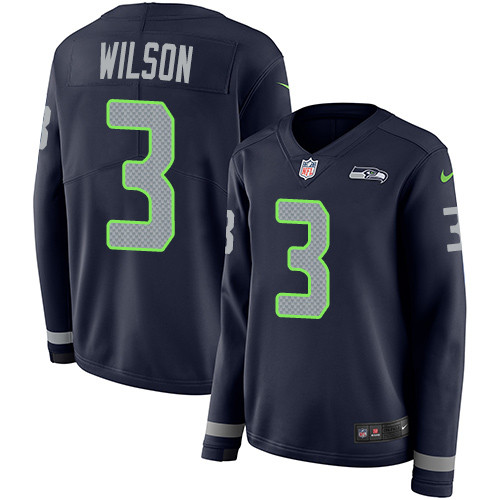 Nike Seahawks #3 Russell Wilson Steel Blue Team Color Women's