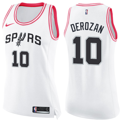 Nike Spurs #10 DeMar DeRozan White Pink Women's NBA Swingman Fashion Jersey Nike Spurs #10 DeMar DeRozan White Pink Women's NBA Swingman Fashion Jersey