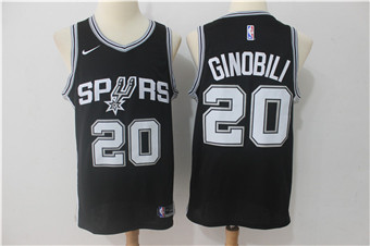 Nike Spurs #20 Manu Ginobili Black Nike Swingman Jersey
