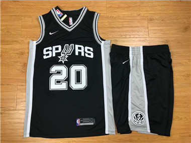 Nike Spurs #20 Manu Ginobili Black Swingman Jersey(With Shorts)