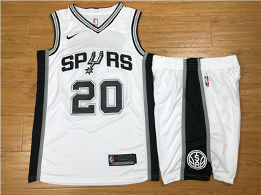 Nike Spurs #20 Manu Ginobili White Swingman Jersey(With Shorts)