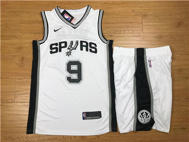 Nike Spurs #9 Tony Parker White Swingman Jersey(With Shorts)