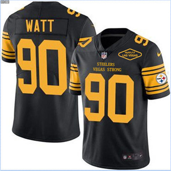 Nike Steelers #90 T. J. Watt Black CustomizedMen's Stitched NFL Limited Rush Jersey Nike Steelers #90 T. J. Watt Black CustomizedMen's Stitched NFL Limited Rush Jersey