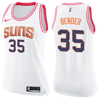 Nike Suns #35 Dragan Bender White Pink Women's NBA Swingman Fashion Jersey