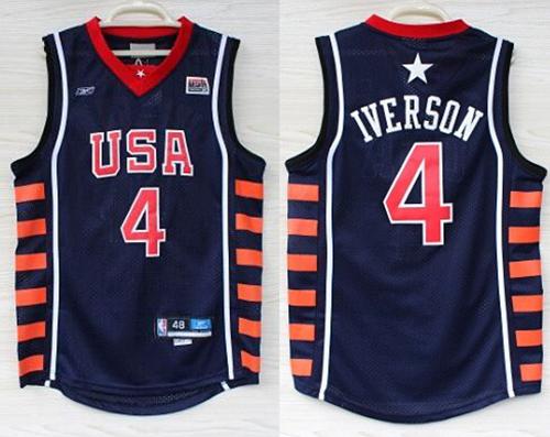 Nike Team USA #4 Allen Iverson Navy Blue 2004 Dream Team Stitched NBA Jersey Nike Team USA #4 Allen Iverson Navy Blue 2004 Dream Team Stitched NBA Jersey